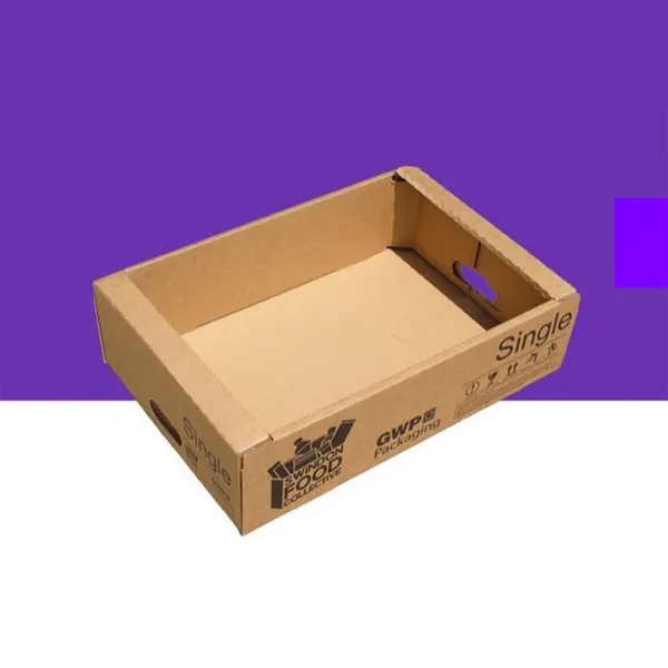 Corrugated deli tray with a die-cut hand hole shown against a plain background