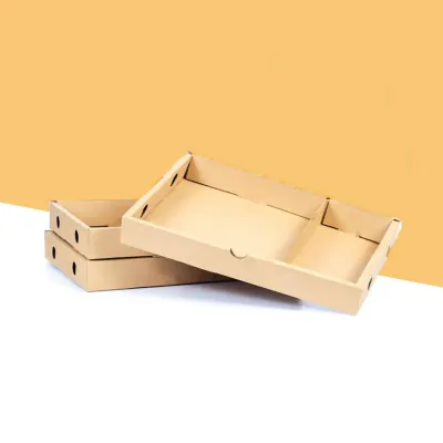 Two stacked corrugated deli trays showing the wall depth