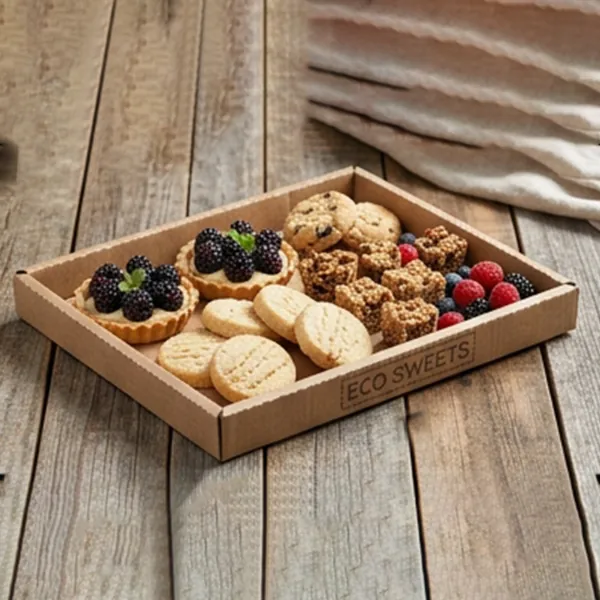 Matt black dessert platter holding macarons and chocolate desserts