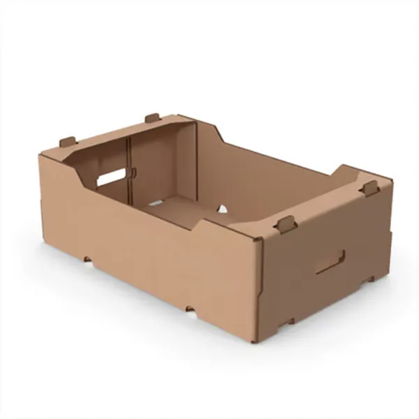 Plain corrugated produce tray with die-cut hand holes and low walls